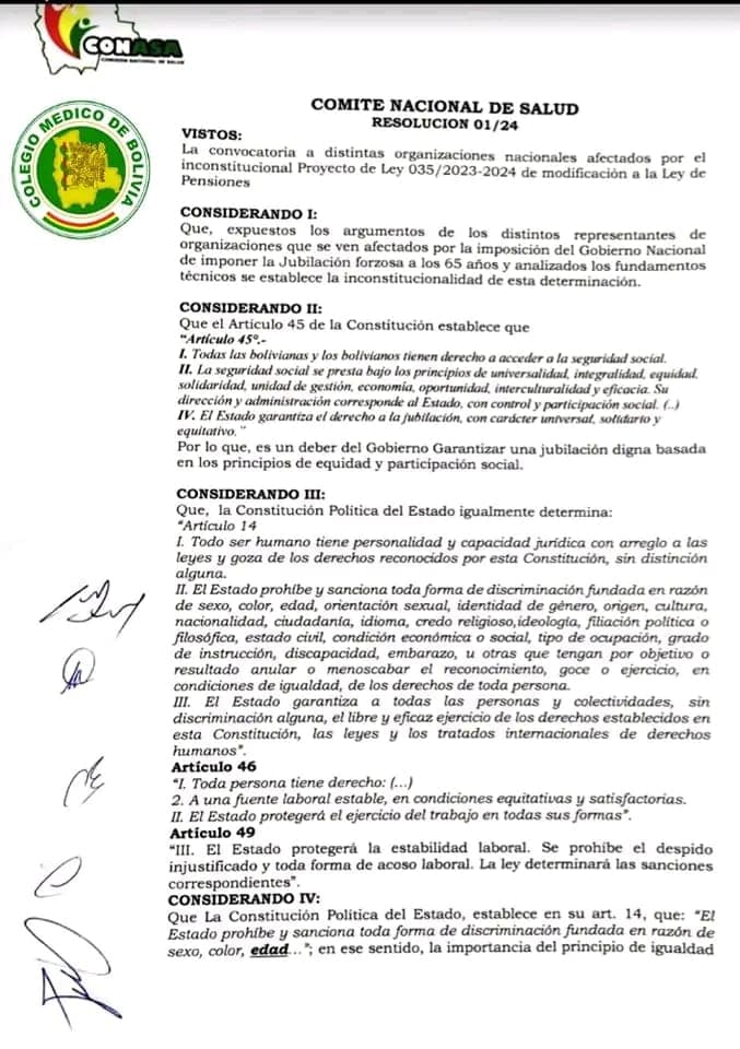 Comité Nacional de Salud resolución N° 01/24